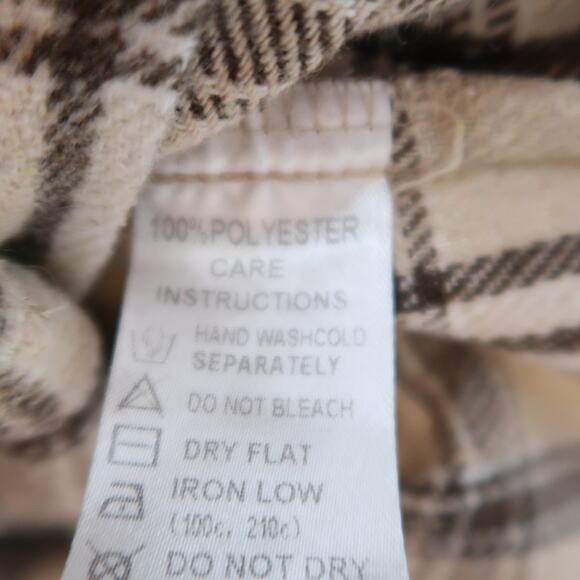 Motel Marcella Shirt Jacket Shacket Light Tan Plaid Flannel Womens S - Picture 6 of 7